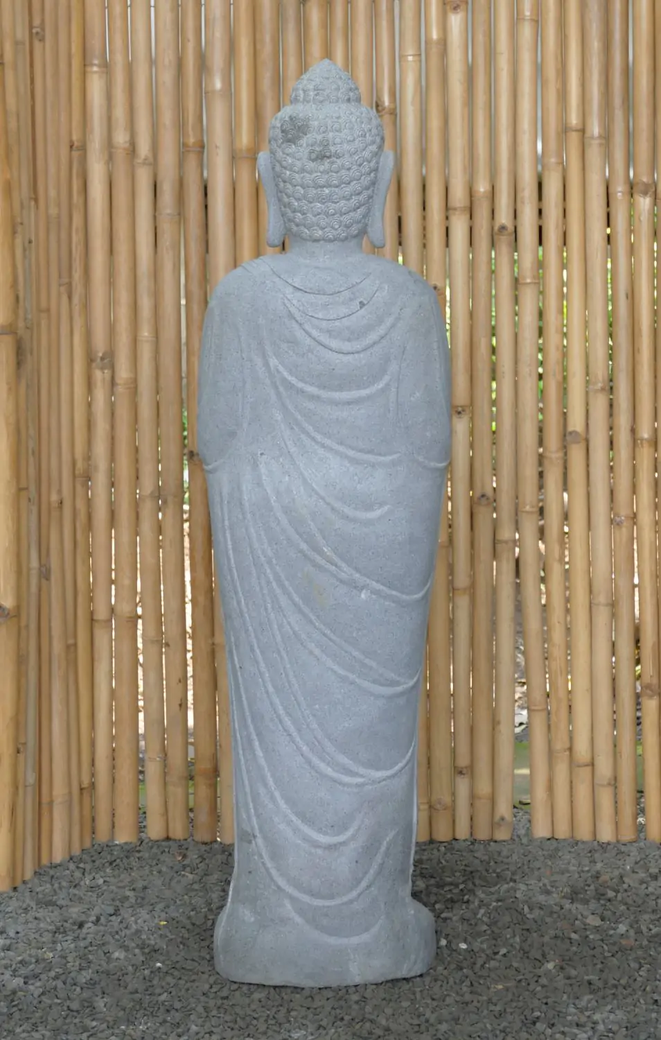  Product image 4 of the product “Standing Buddha made of Riverstone in Dharmachakra position - gesture of wheel of the teaching of Dharma. About 143cm height ”